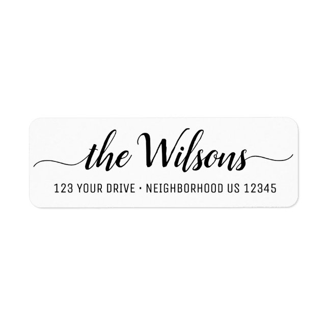 Personalised modern elegant calligraphy return address label (Front)