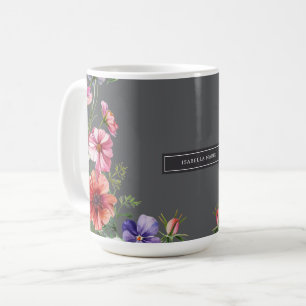 Personalised Modern Elegant Floral Coffee Mug
