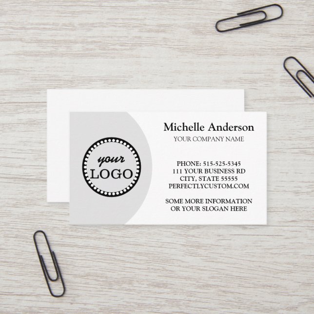 Personalised Modern elegant logo minimal white Business Card (Front/Back In Situ)