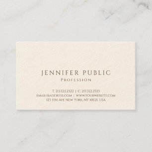 Personalised Modern Elegant Luxe Signature Cream Business Card