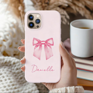Personalised Modern Elegant Pink Bow iPhone 16 Case