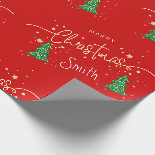 Personalised Modern Elegant Script Merry Christmas Wrapping Paper (Corner)