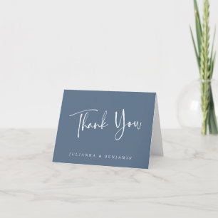 Personalised Modern Elegant Slate Blue Wedding Thank You Card