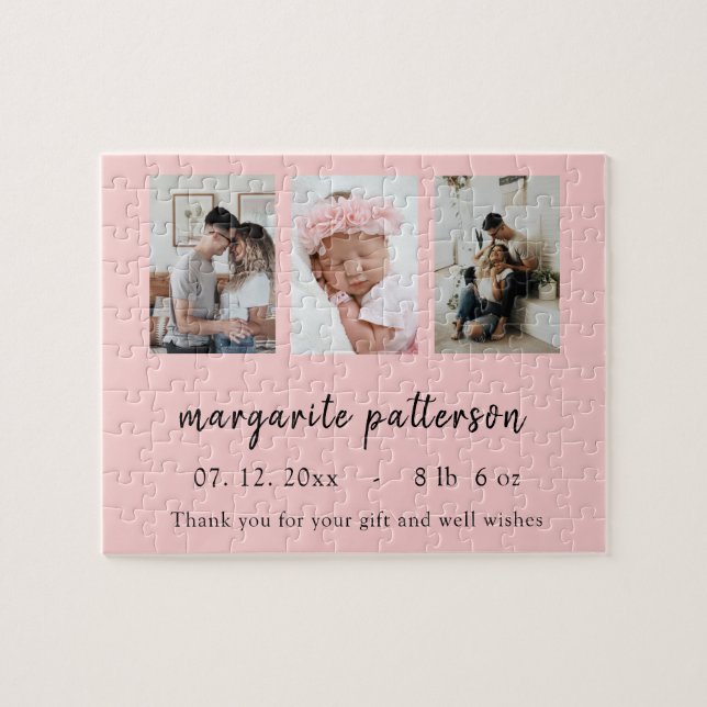 Personalised Modern Family 3-Photo Collage Jigsaw Jigsaw Puzzle (Horizontal)