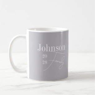 Personalised Modern Family Name Grey Coffee Mug