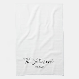 Personalised Modern Family Name Minimalist Templat Tea Towel