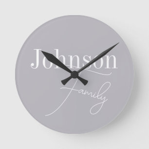 Personalised Modern Family Name Round Clock