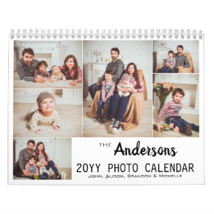 Personalised Modern Family Photo Collage Calendar