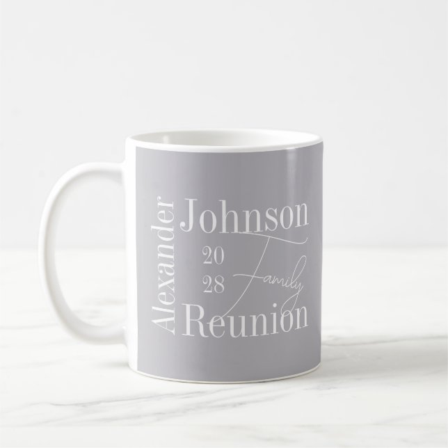 Personalised Modern Family Reunion Typography Coffee Mug (Left)
