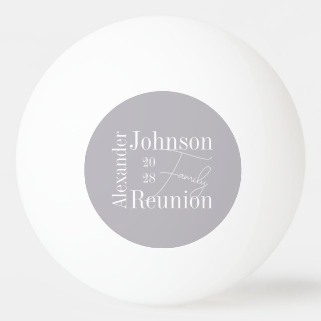 Personalised Modern Family Reunion Typography Ping Pong Ball (Front)