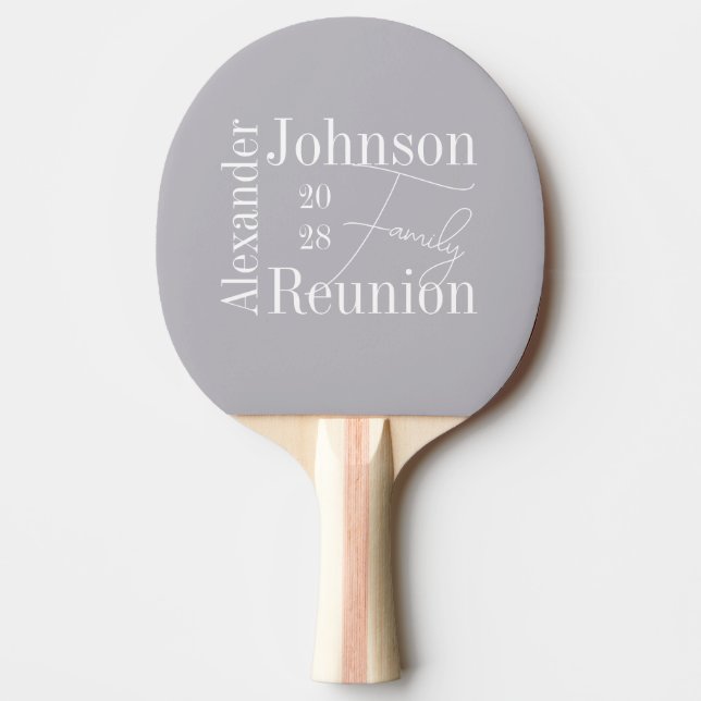 Personalised Modern Family Reunion Typography Ping Pong Paddle (Front)