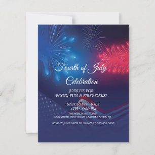 Personalised Modern fireworks fourth of July Holiday Card
