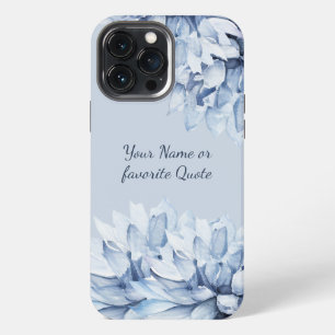 Personalised Modern Floral Dusty Blue iPhone 13 Pro Max Case