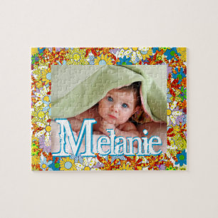 Personalised Modern Floral Pattern Your Photo Jigsaw Puzzle