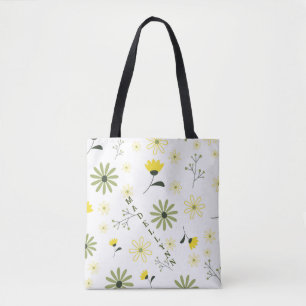 Personalised Modern Floral Wildflowers Bridesmaid Tote Bag