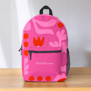 Personalised modern flowers  kids   printed backpack