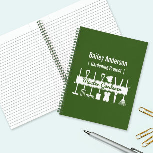 Personalised Modern Forest Green Master Gardener Notebook