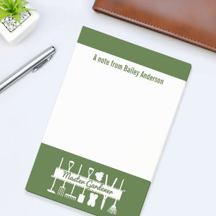Personalised Modern Forest Green Master Gardener Post-it Notes