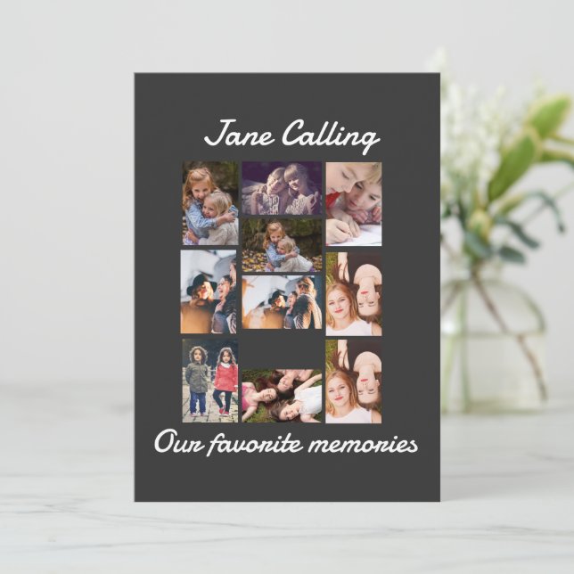 Personalised Modern Friends 10 Photo Collage  Invitation (Standing Front)