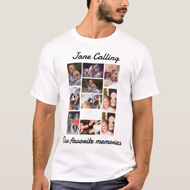 Personalised modern Friends 10 Photo Collage T-Shirt (Front)