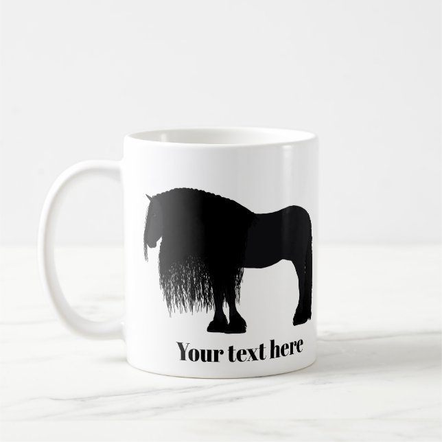 Personalised Modern Friesian Horse Illustration  Coffee Mug (Left)