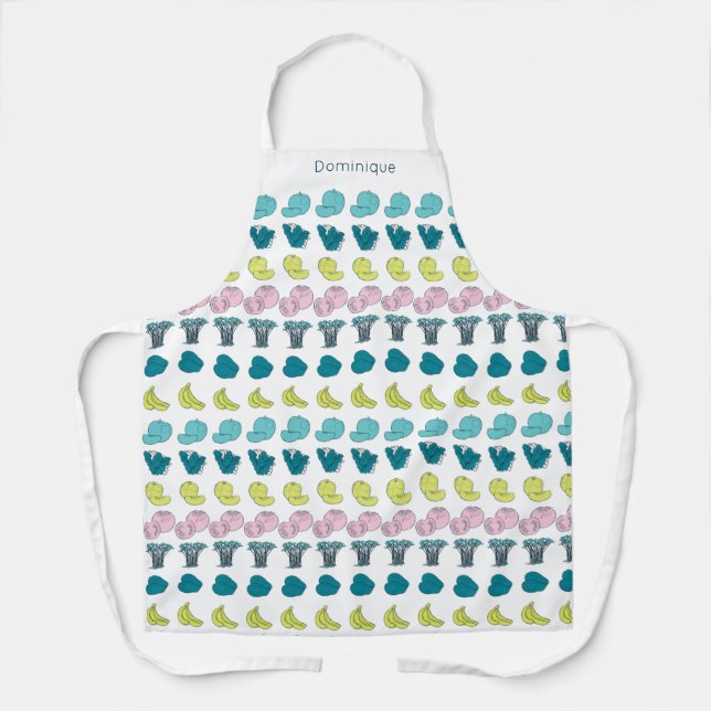 Personalised Modern Fruit & Veggie Print Apron (Front)