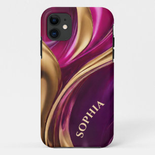 Personalised Modern-Fuchsia Purple and Gold- iPhone 11 Case