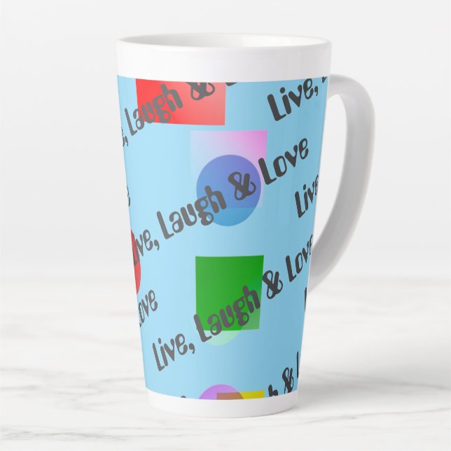Personalised Modern Fun & Colourful Geometric, Blu Latte Mug (Right Angle)
