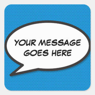 Personalised Modern Fun Speech Bubble Blue Square Sticker