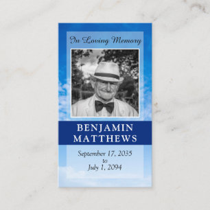 Personalised Modern Funeral Prayer Poem Blue Sky Enclosure Card