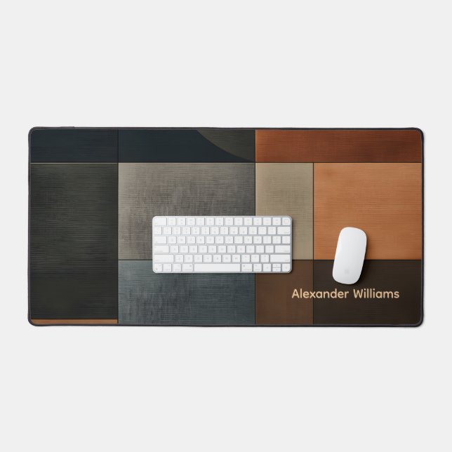 Personalised Modern Geometric Earthy Desk Mat (Keyboard & Mouse)
