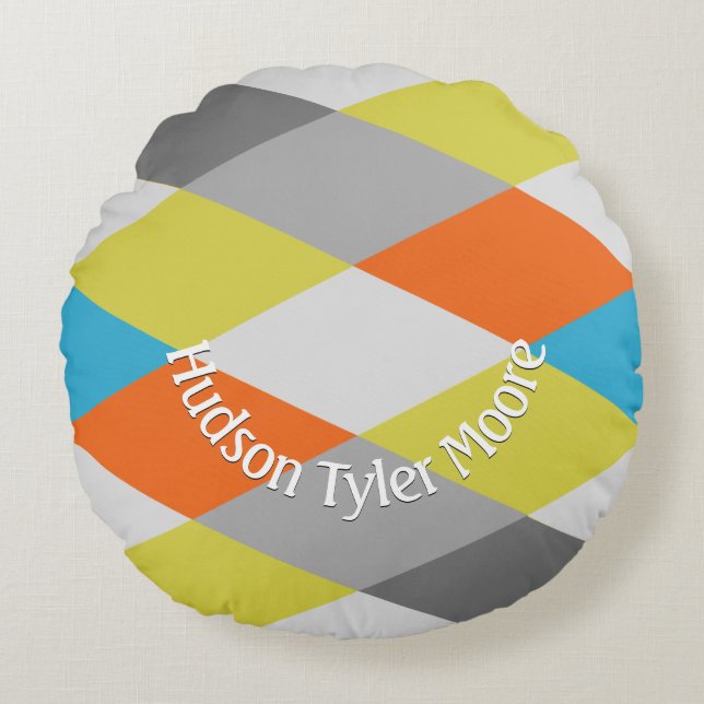 Personalised Modern Geometric Pattern Round Cushion (Front)