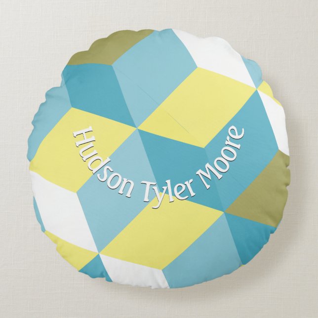 Personalised Modern Geometric Pattern Round Cushion (Front)