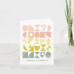 Personalised Modern Geometric Peach Pastel Note Card