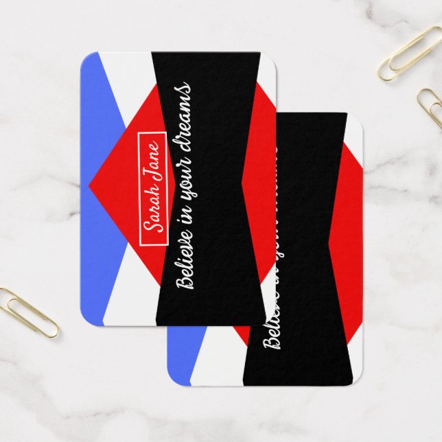 Personalised Modern Geometric Red & Blue (Office)