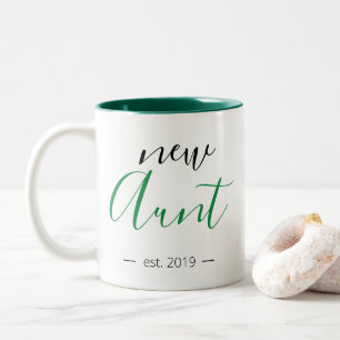 Personalised Modern Girly New Aunt Two-Tone Coffee Mug