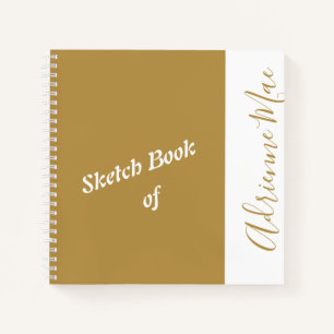 Personalised Modern Gold Your Name Sketchbook Notebook