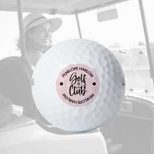 Personalised Modern Golf Club Name Blush Pink Golf Balls