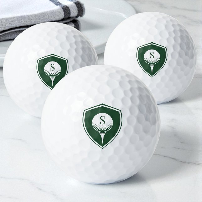 Personalised Modern Golfer Green Initial Monogram Golf Balls (Personalized Modern Golfer Green Initial Monogram Golf Balls)