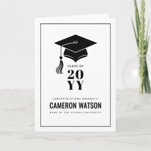 Personalised Modern Grad Hat and Tassel Graduation Card