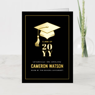 Personalised Modern Grad Hat and Tassel Graduation Foil Greeting Card