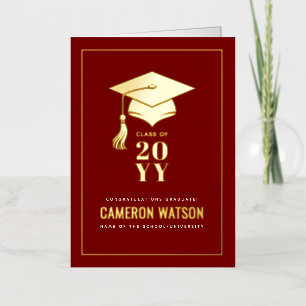 Personalised Modern Grad Hat and Tassel Graduation Foil Greeting Card