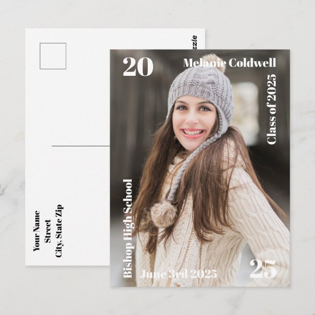 Personalised Modern Graduation Announcement Postcard (Front/Back)