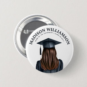 Personalised Modern Graduation Female Graduate 6 Cm Round Badge