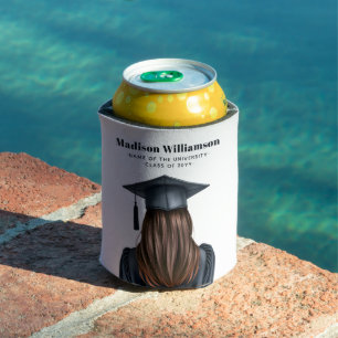 Personalised Modern Graduation Female Graduate Can Cooler