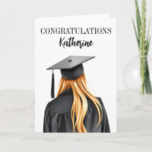 Personalised Modern Graduation Female Graduate Card