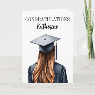 Personalised Modern Graduation Female Graduate Card