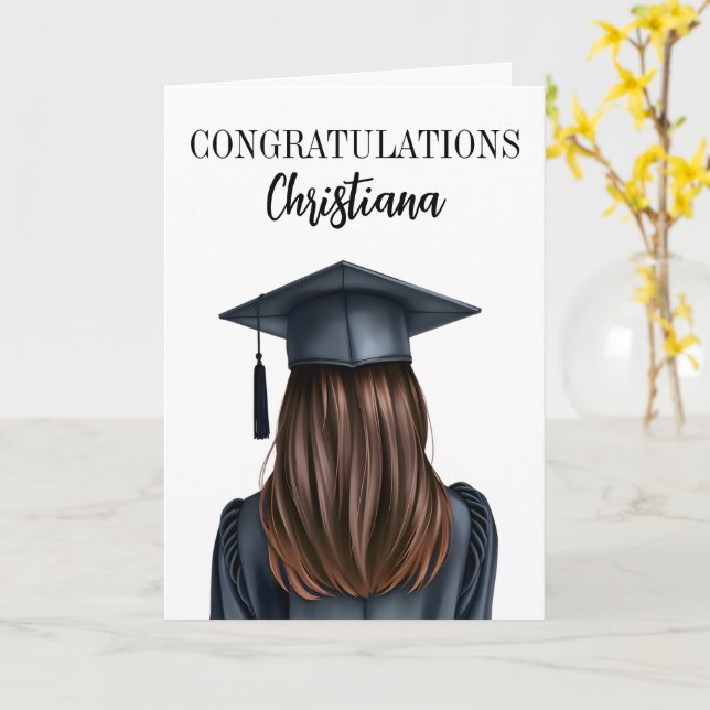 Personalised Modern Graduation Female Graduate Card (Yellow Flower)
