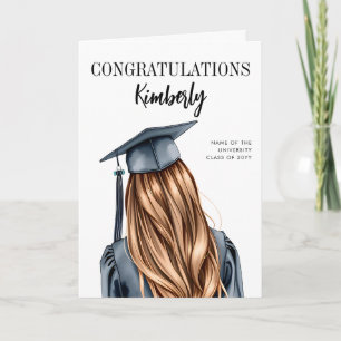 Personalised Modern Graduation Female Graduate Card