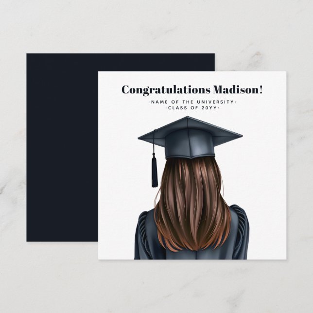 Personalised Modern Graduation Female Graduate Card (Front/Back)